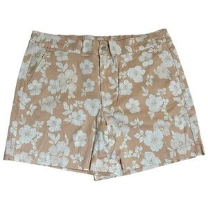 Jachs Girlfriend Ladies Printed Chino Shorts - Tan Floral - Size XXL - NWT